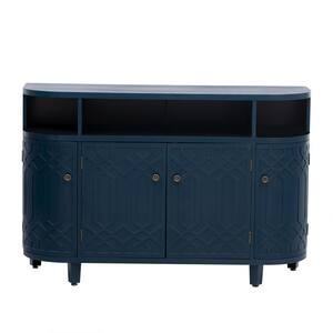 48.00 in. W. x 15.70 in. D x 31.90 in. H Navy Blue Linen Cabinet, Featuring Four Doors, and Adjustable Shelves