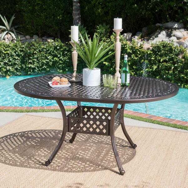 Round Aluminum Outdoor Dining Table, Grace Round Metal Bar Height Outdoor Dining Table