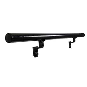 3 ft. Textured Black Aluminum Round Straight Handrail Kit