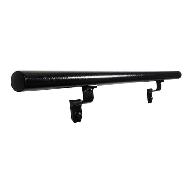 EZ Handrail 6 ft. Textured Black Aluminum Round Straight Handrail Kit