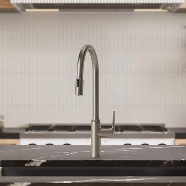 19.8 in. H Single Handle Pull Down Sprayer Kitchen Faucet with 360° Swivel 1.8 GPM in Stainless Steel