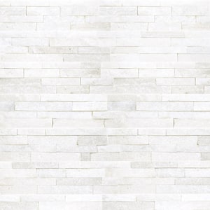 MSI Arctic White Ledger Panel 5.90 in. x 23.62 in. Textured Marble ...