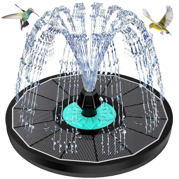 N/A Garden Accessory Solar Powered Cyan Flower Fountain with 7