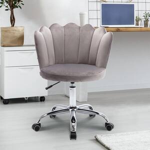 Gray Velvet Upholstered Adjustable Hight Swivel Shell Task Chair