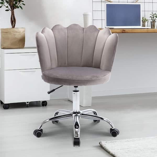  Swivel Chair Velvet Desk Chair with Adjustable Swivel Wheels  Upholstered Home Office Chair with Gold Metal Legs Ergonomic Office Chair  for Living Room, Bedroom, Office, Dresser and Study (Gray) : Home