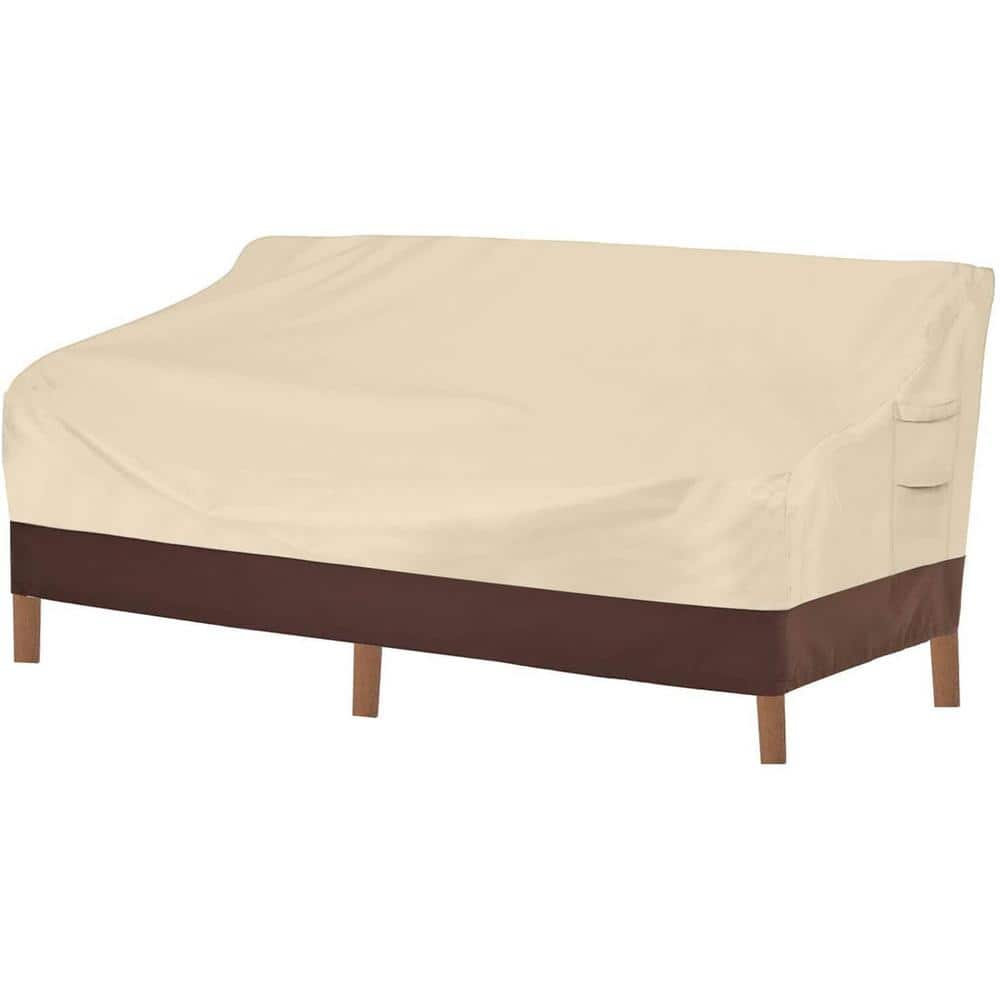 60 in. W x 40 in. D x 35 in. H, Beige and Brown Lawn Patio Sofa Cover, 100%
