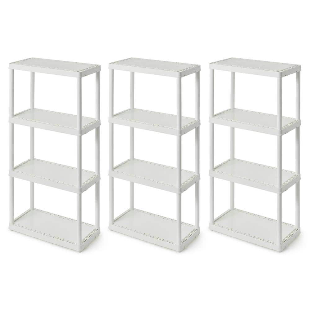 White 4-Tier Plastic Garage Storage Shelving Unit (12 in. W x 48 in. H x 24 in. D) price history on PriceWatchPro