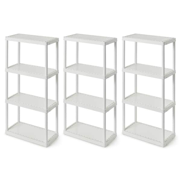 White 4-Tier Plastic Garage Storage Shelving Unit (12 in. W x 48 in. H x 24 in. D)