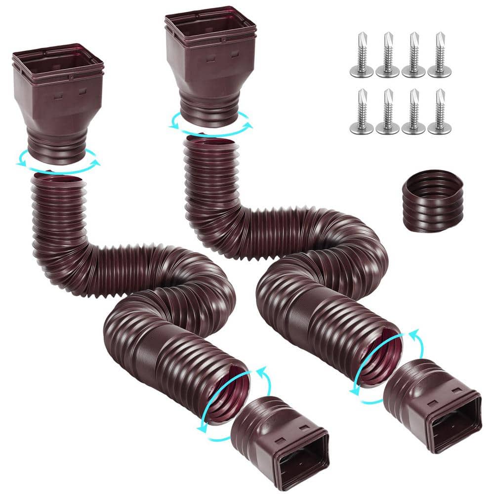 2-Pack Plastic Gutter Downspout Extensions Pipe, Flexible Downspout Extende