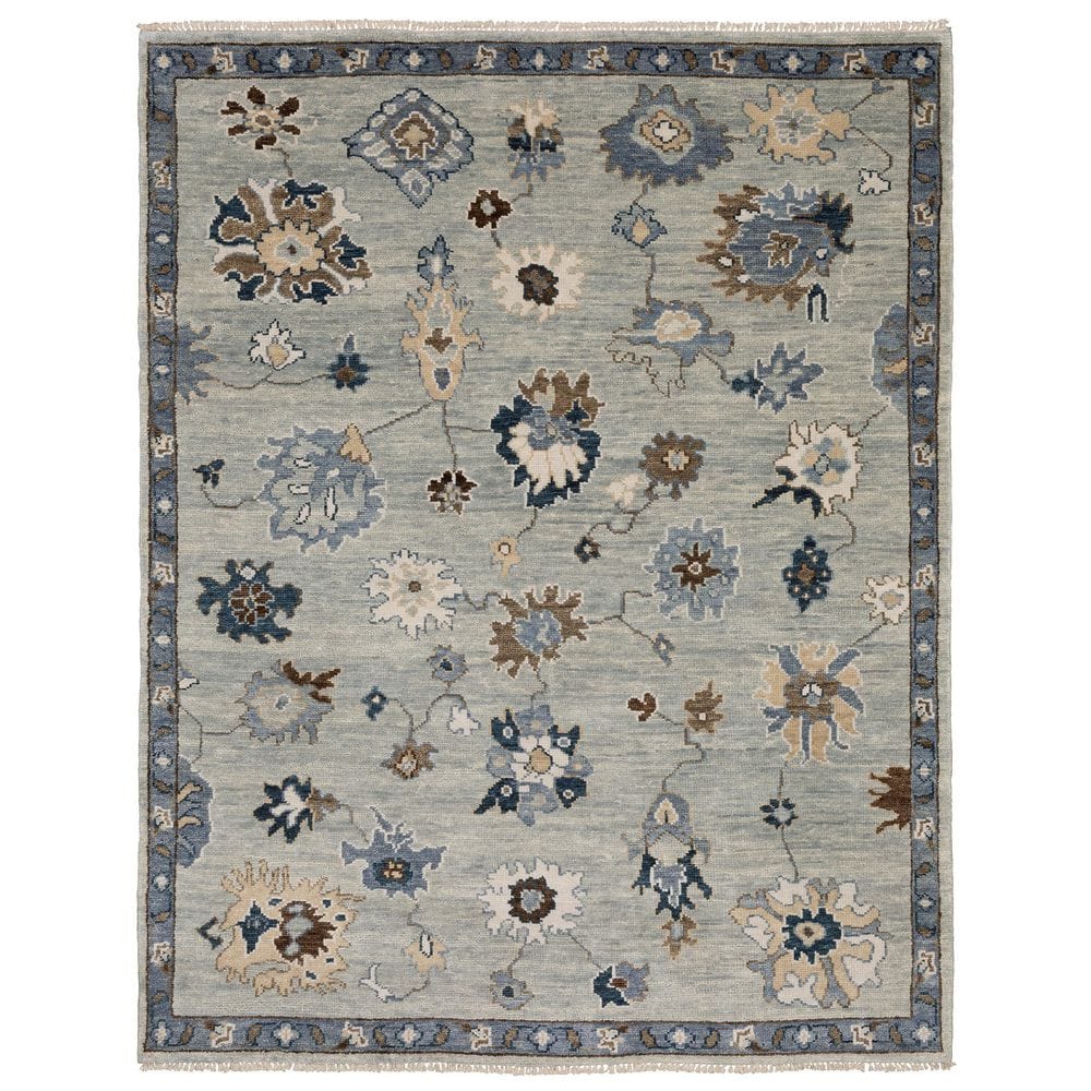 Majestic Blue 6 ft. x 9 ft. Classic Floral Hand-Knotted Wool Fringed-Edge Indoor Area Rug price history on PriceWatchPro