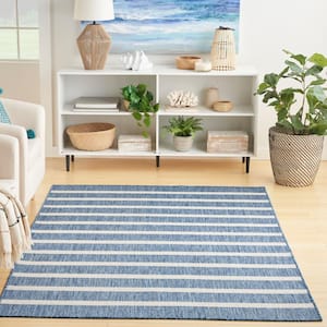 Positano Navy Ivory 5 ft. x 7 ft. Stripes Contemporary Area Rug