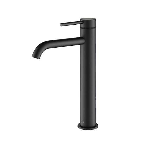 KIBI Circular Single Handle Bathroom Vessel Sink Faucet in Matte Black