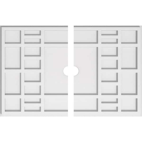 Ekena Millwork 28 in. W x 18-5/8 in. H x 2 in. ID x 1 in. P Beaux Architectural Grade PVC Contemporary Ceiling Medallion (2-Piece)