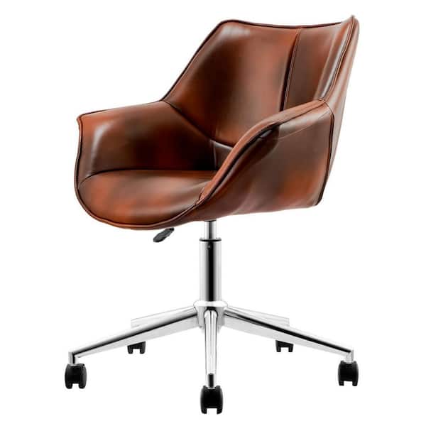 Allwex Magic Brown Suede Fabric Swivel Office Task Chair with Arms