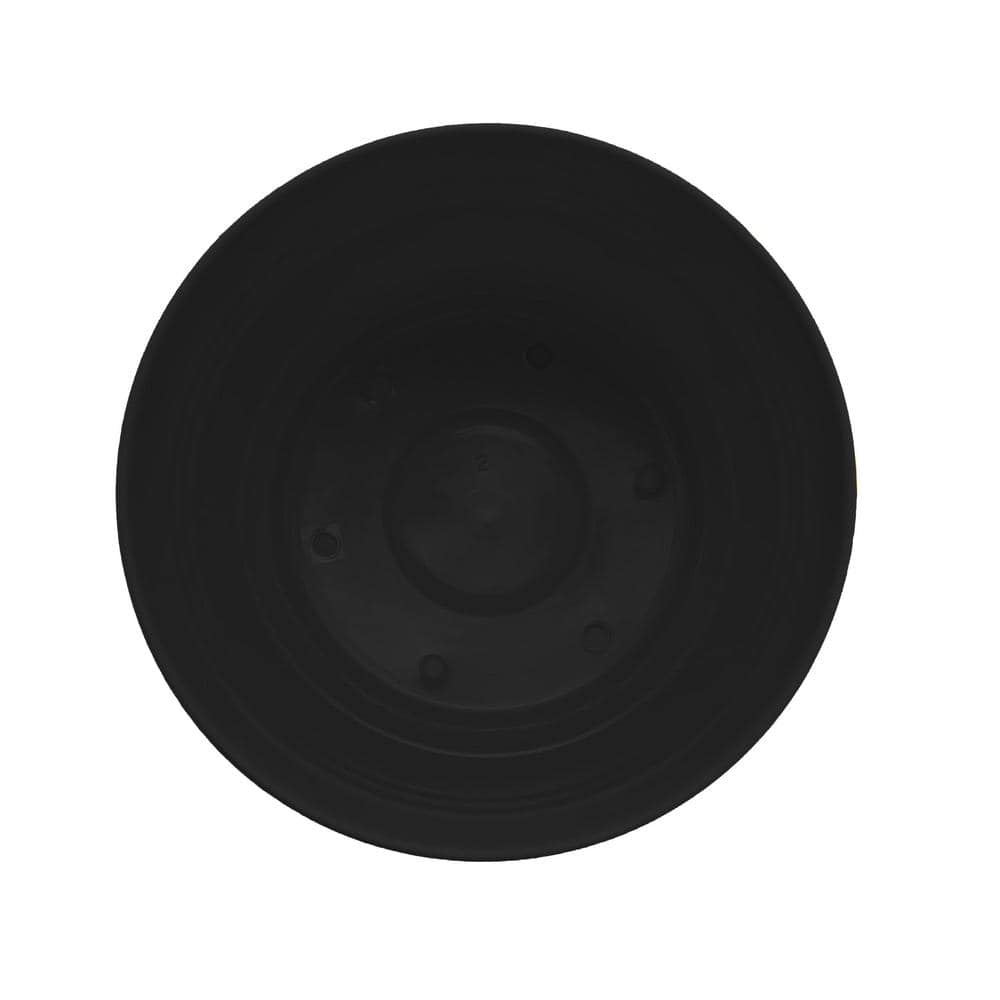 Saturn 12-inch Black Round Resin Planter with Saucer
