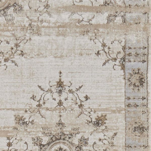 2 x 8 Brown, Ivory Oriental Runner Rug