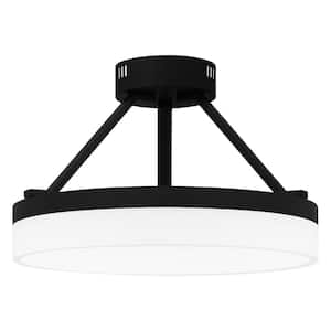 15.75 in. Matte Black Smart LED Semi-Flush Mount with Acrylic Shade