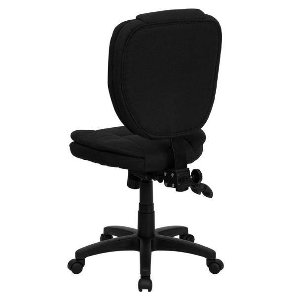 ErgoComfort Mid-Back Black Fabric Swivel Task Chair with Pillow Top