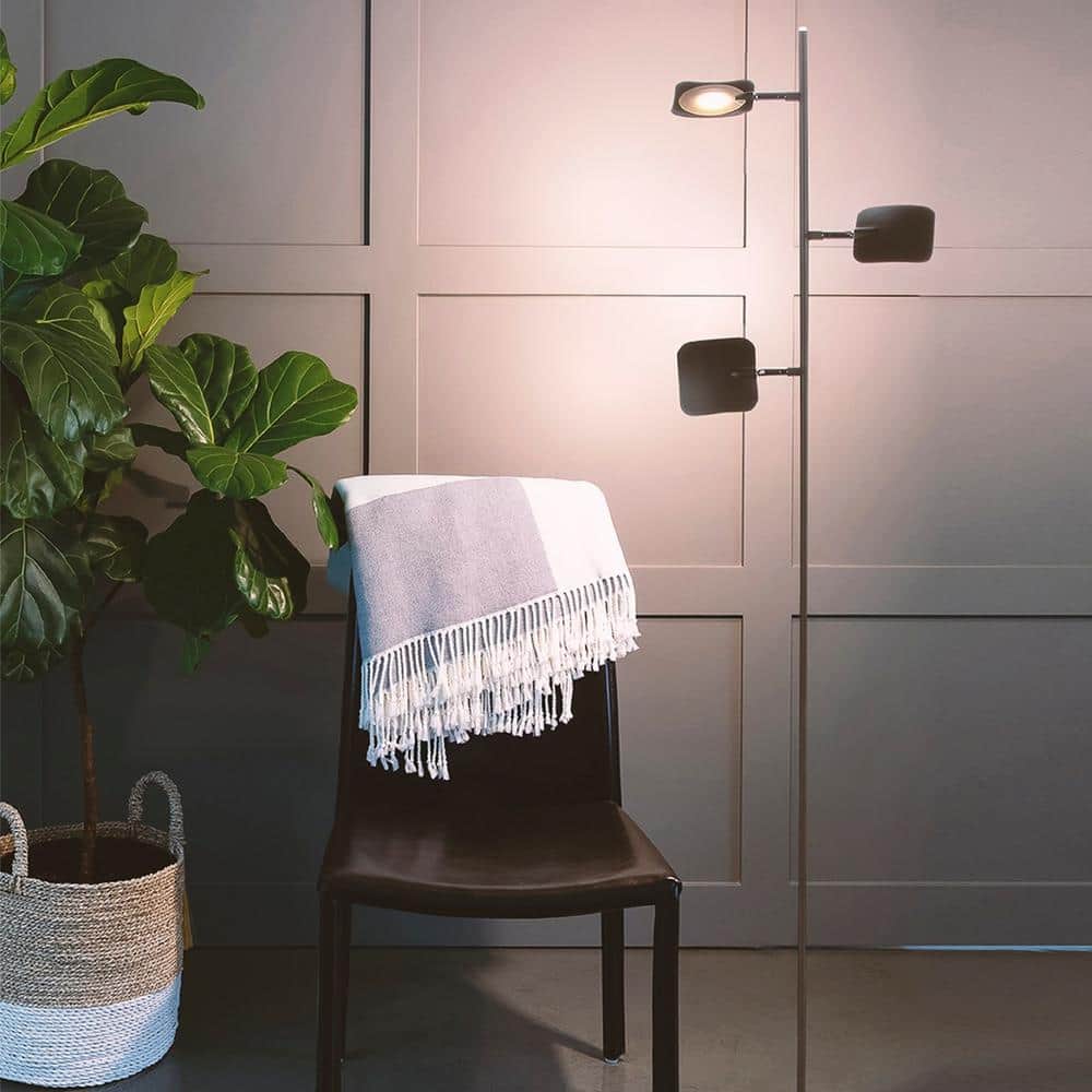 Bronze Touch-Sensitive 60" LED Floor Lamp with 3 Adjustable Heads
