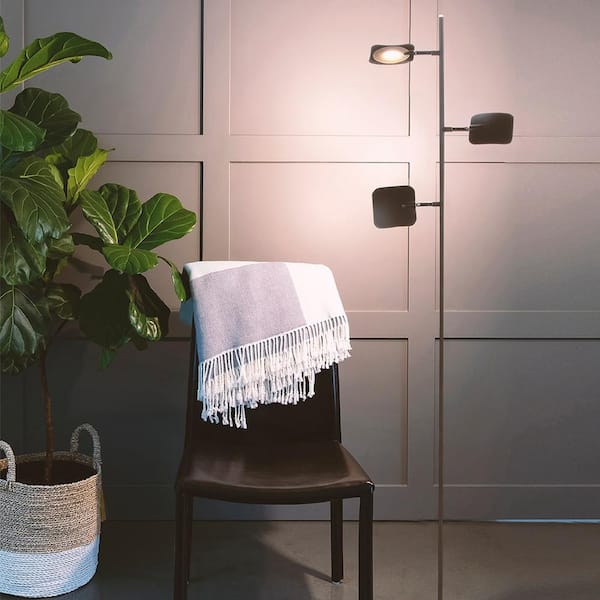 Tree 60 in. Oil Brushed Bronze Industrial 3-Light 3-Way Dimming LED Floor Lamp with 3 Adjustable Spot Lights