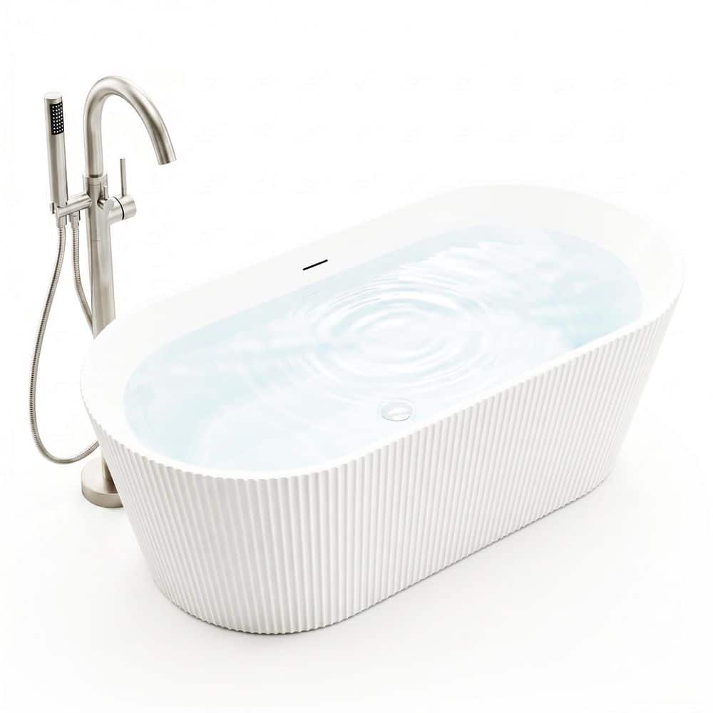 ANZZI Bailey 65 in. x 29 in. Flat Bottom Freestanding Soaking