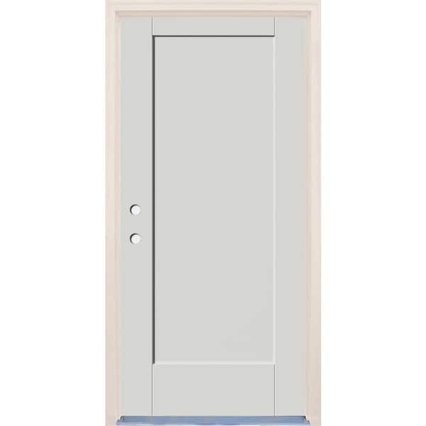 Builders Choice 32 in. x 80 in. 1 Panel Right-Hand Alpine Painted Fiberglass Prehung Front Door w/4-9/16 in. Frame and Nickel Hinges