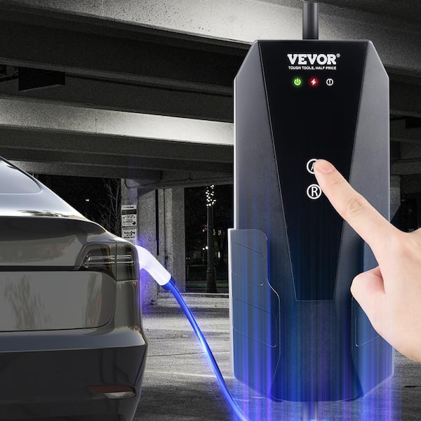 Level 1+2 EV Charger 16 Amp 120/240V Electric Vehicle Charger with 28 ft. Charging Cable NEMA 6-20P & NEMA 5-15 Adapter