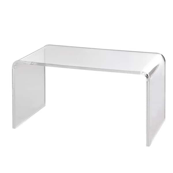 SKYSHALO Acrylic Coffee Table, C-Shaped Clear Acrylic End Table, 16.3 in. high Transparent Side Table, for Coffee, Drink, Food