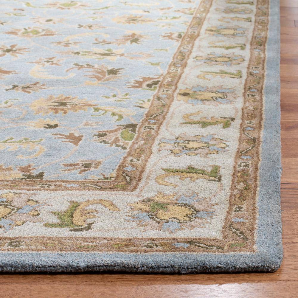 Elegant Heritage Hand-Tufted Wool Runner in Light Blue and Beige, 68"x22"