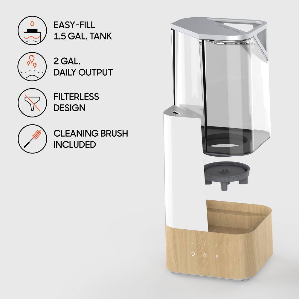 White Faux Woodgrain Ultrasonic Humidifier with Dual Mist