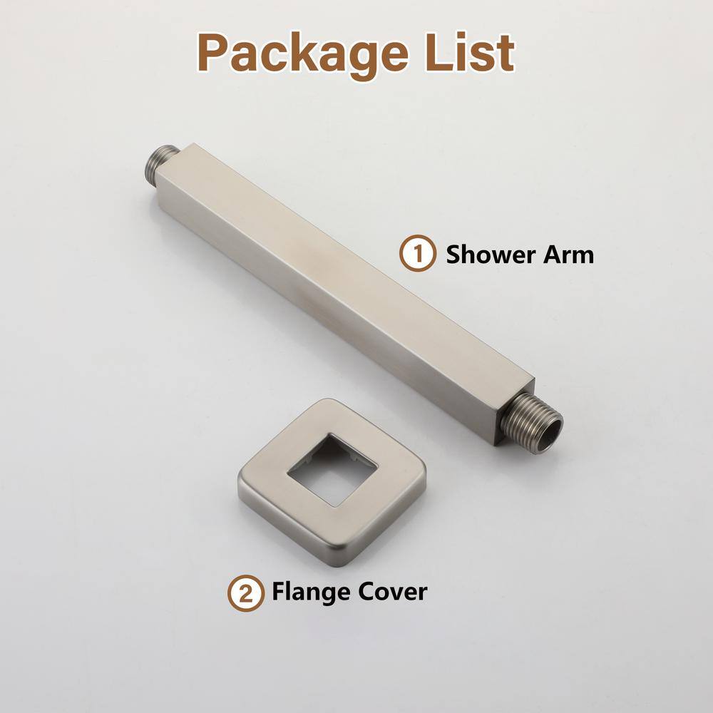 8-Inch Brushed Nickel Square Ceiling Mounted Shower Arm