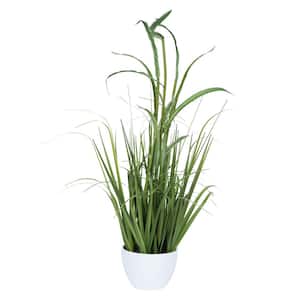32 in. Artificial Green Potted Bamboo and Grass