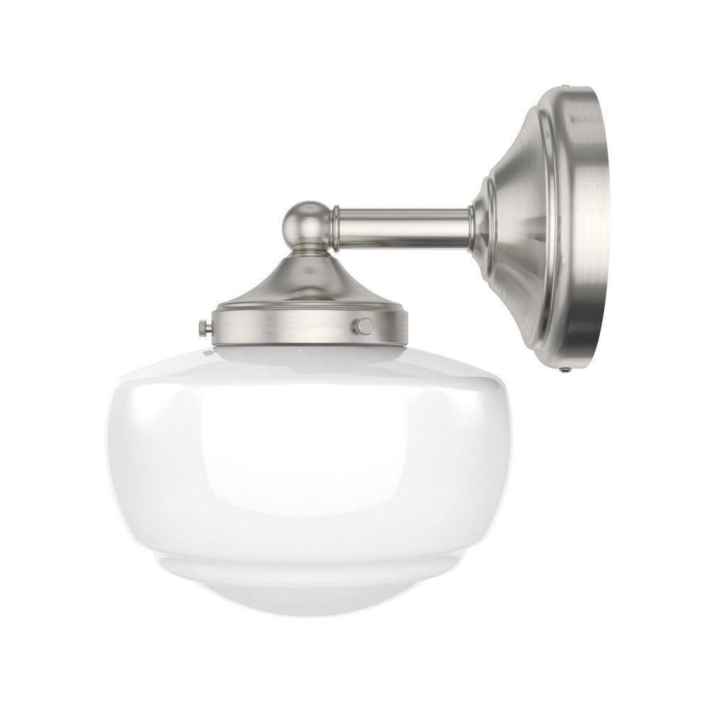 Saddle Creek Brushed Nickel Schoolhouse 1-Light Sconce