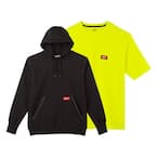 Men's 3X-Large Black Heavy-Duty Cotton/Polyester Pullover Hoodie and Short-Sleeve High Visibility Pocket T-Shirt