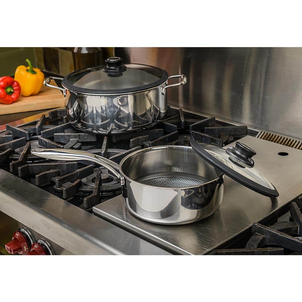 7 Piece Stainless Steel Nonstick Cookware Set with Glass Lids