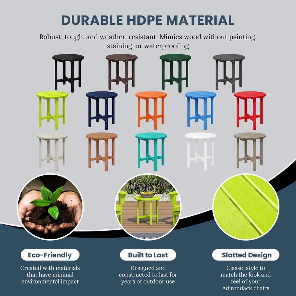 Lime Green 18" Round Recycled Plastic Side Table