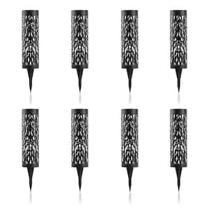 Low Voltage Black 2 Lumens Solar Powered Integrated LED Landscape Pathway Bollard Lights (8-Pack)