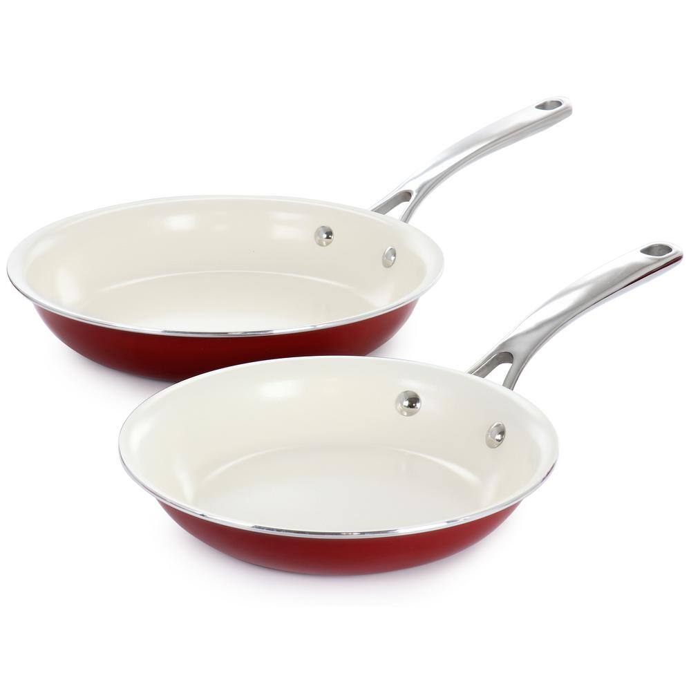 Red 10-Piece Aluminum Ceramic Nonstick Cookware Set