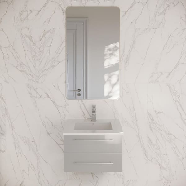 Lucera 23 in. Wall Mount Floating Single Bath Vanity Cabinet without Top in Gray - Undermount Sink Compatible