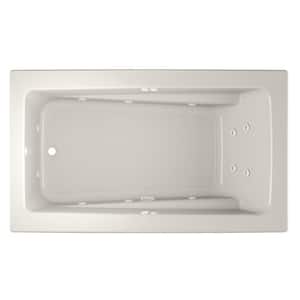 Primo 72 in. x 42 in. Rectangular Whirlpool Bathtub with Left Drain in Oyster