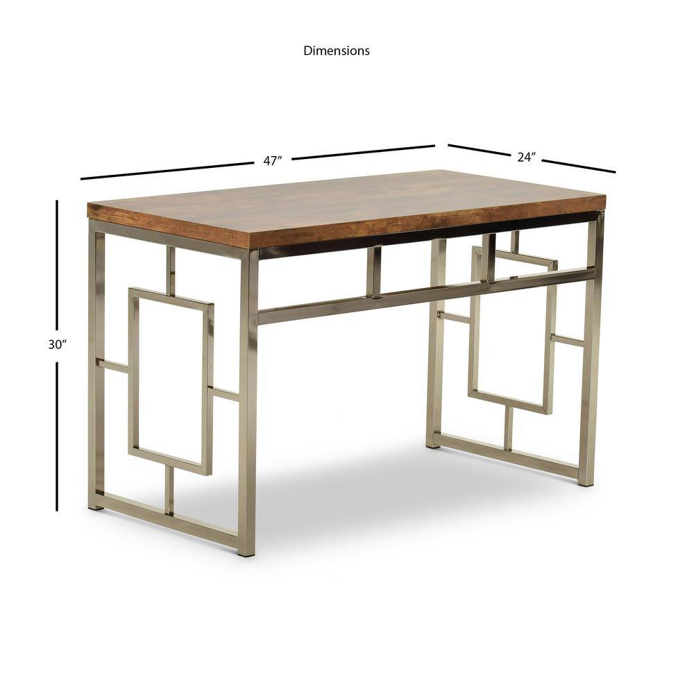Alize 47" Brown Faux Wood and Chrome Home Office Desk