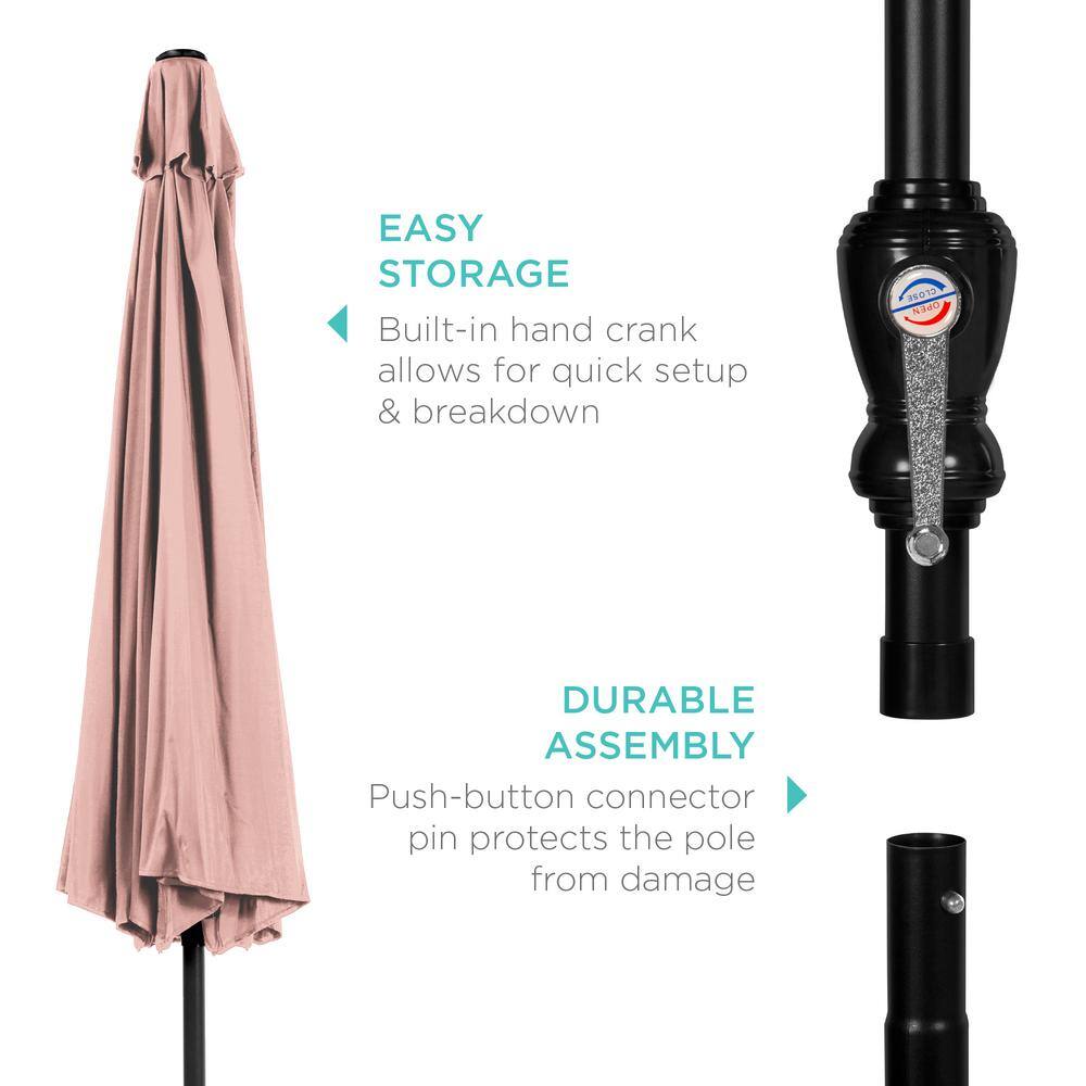 Rose Quartz 10ft Outdoor Steel Patio Umbrella with Crank and Tilt