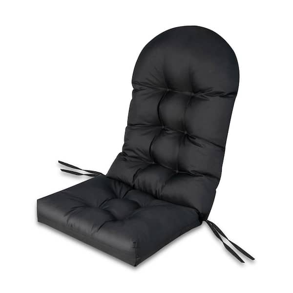 LIVIZA 23 x 32 Outdoor Adirondack Chair Cushion with Fixing Straps and Seat Pad in Black