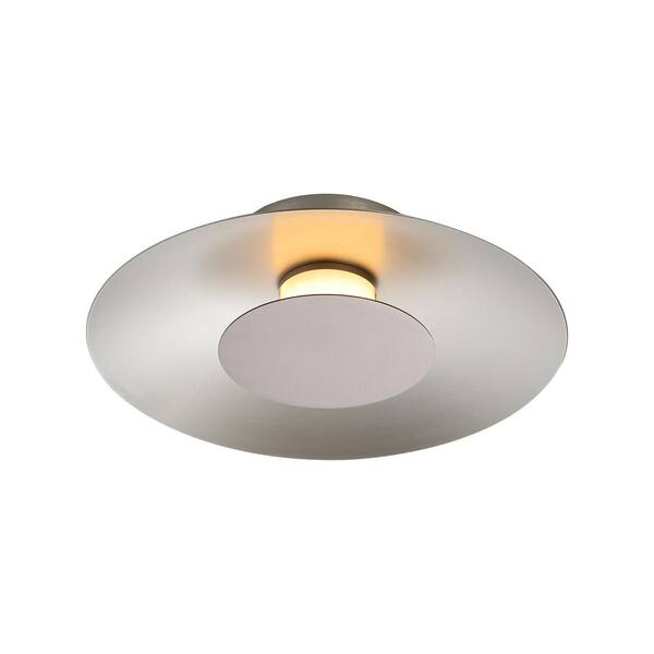 Golden Lighting - Luma 11.75 in. 12-Watt Soft Modern Sand Nickel Integrated LED Flush Mount with Coffee Silver Shade