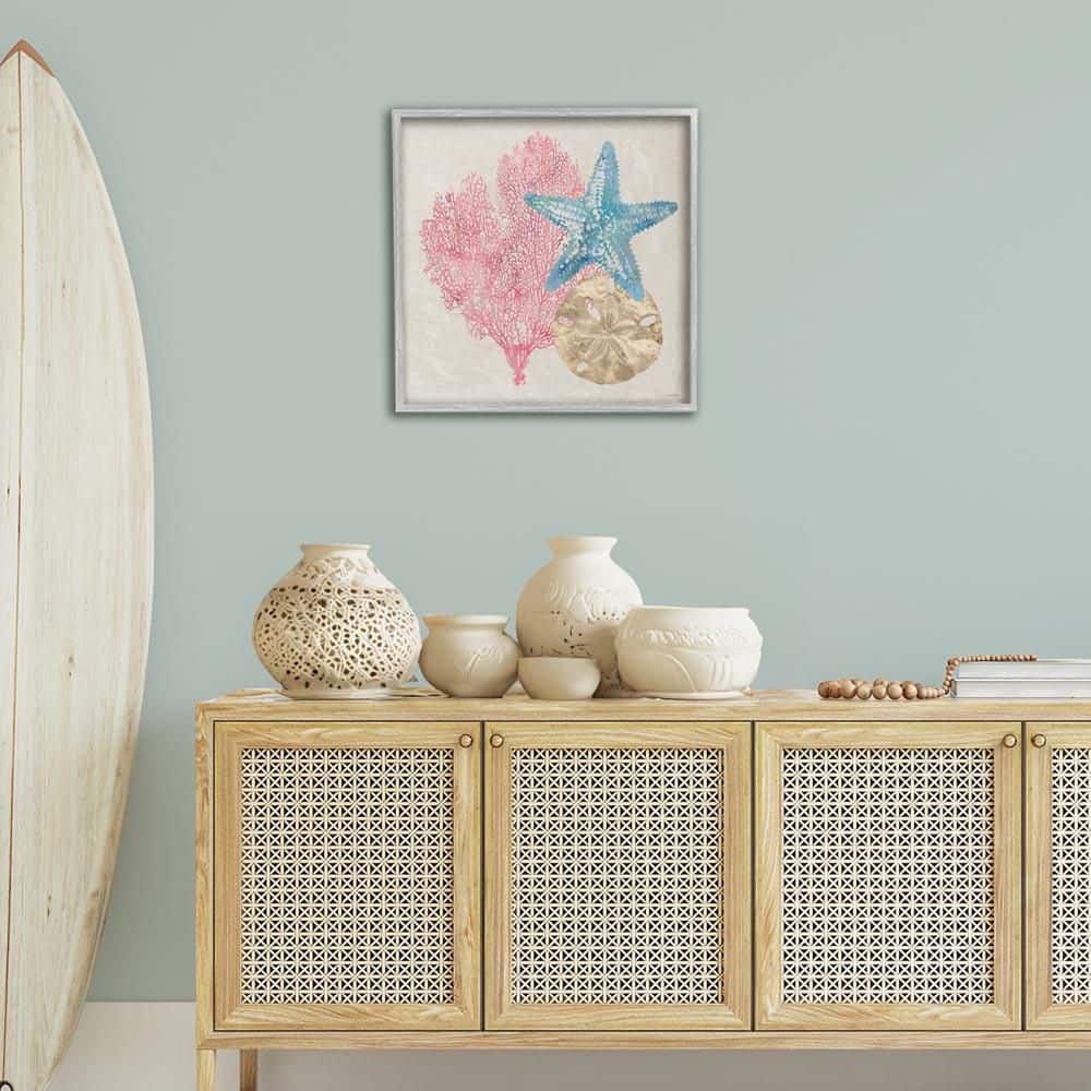 Sea Life Trio on Beige by Amber Sterling Gray Framed Animal Giclee Art Print 24 in. x 24 in. price history on PriceWatchPro