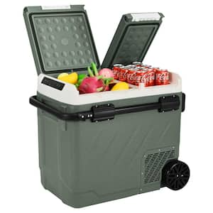 61 Qt. Portable Fridge Car Refrigerator Dual Zone Electric Cooler 12-Volt Compressor Freezer with Handle and Wheels