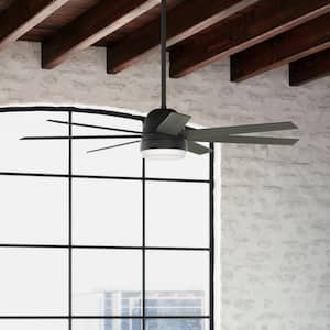 Phenomenon 60 in. Indoor Matte Black Smart Ceiling Fan with Remote and Light Kit