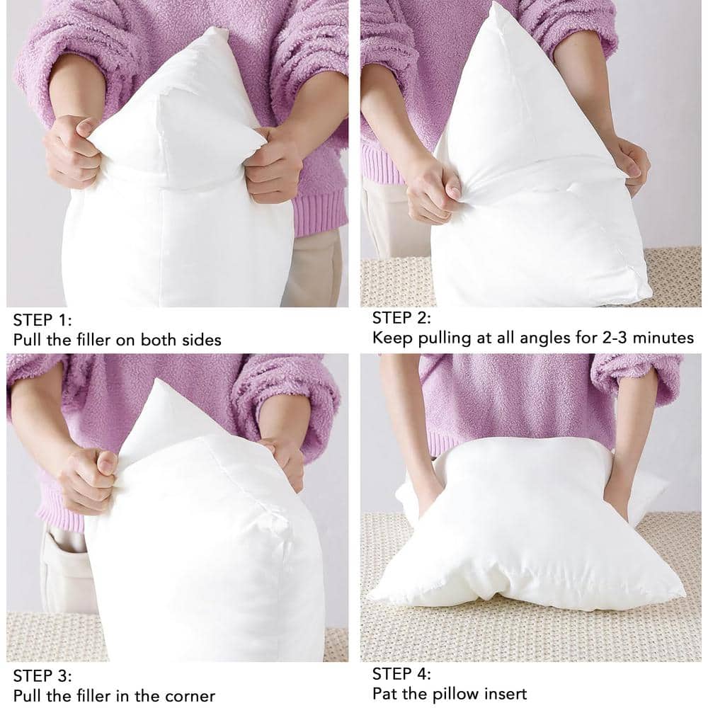 White Hypoallergenic Down Alternative 18" Throw Pillow Inserts, Set of 4