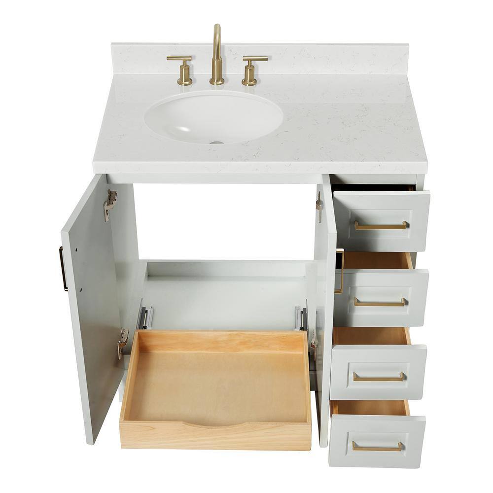 Taylor 36'' Gray Freestanding Single Vanity with Gold Hardware
