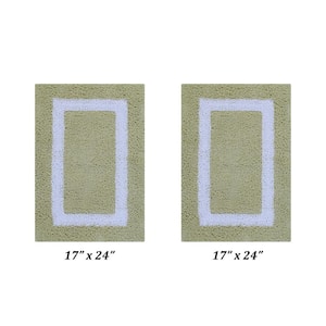 Hotel Collection Sage/White 17 in. x 24 in. and 17 in. x 24 in. 100% Cotton 2 Piece Bath Rug Set